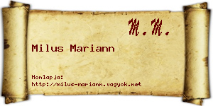 Milus Mariann névjegykártya